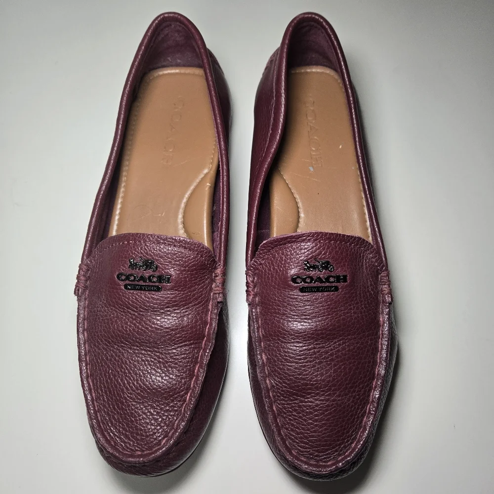 Coach Womens Marley Driver Loafer Burgundy Size 8 Leather Comfy Preppy Old Money - Picture 3 of 13